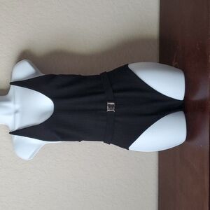 4/$30 Black cheeky one piece ribbed swimsuit with belt sz L **